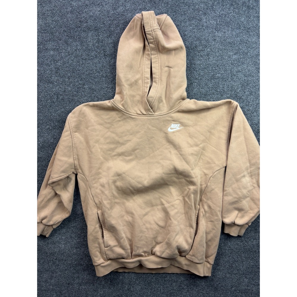 Nike Hoodie Kids Large Tan Fleece Pullover Futura Logo RN56323